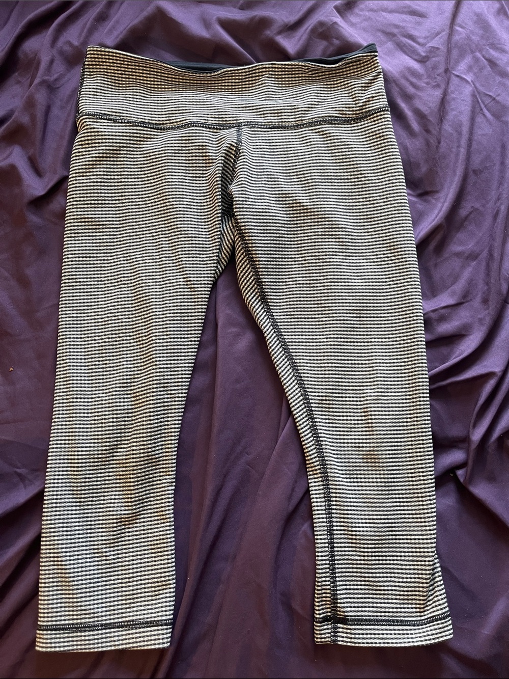 lululemon athletica blue and White Striped Capri Leggings
